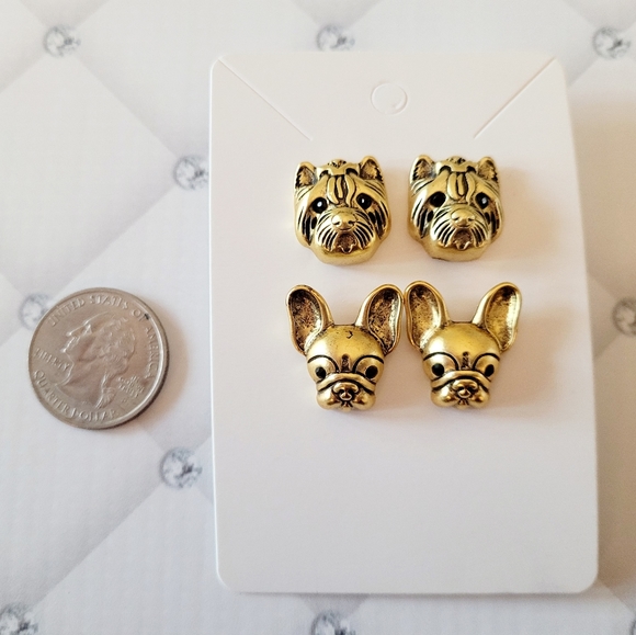 2/$20🌼 2 Pairs of Puppy Dog Earrings Studs NWOT - Picture 3 of 4